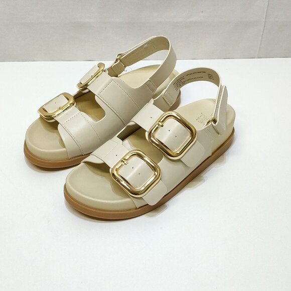Time And Tru Dad Buckle Slingback Sandal Size 6 Bone Color Adjustable Strap NWT - Picture 1 of 9